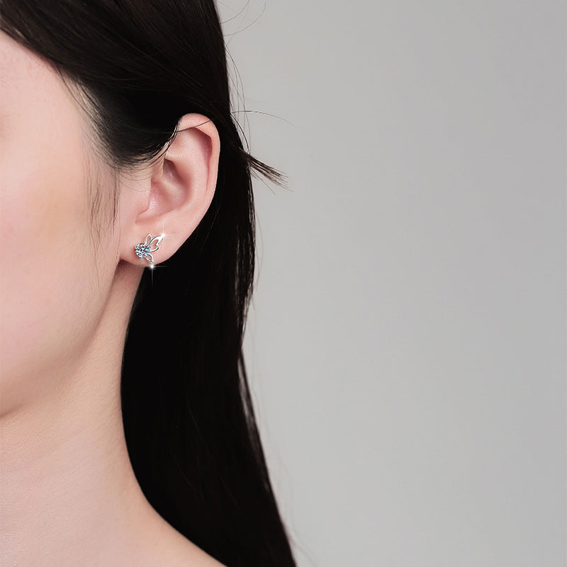 Damen Ohrstecker mit floralem Design und funkelndem Kristall Shop Nory