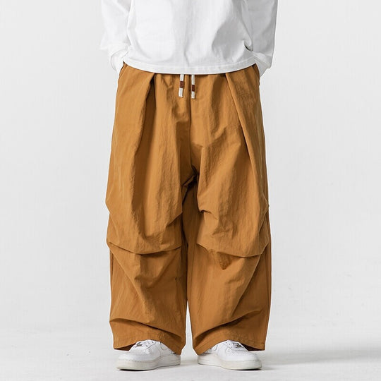 Herren Weite Utility-Loungehose mit überlappenden Falten und Kordelzugbund Shop Nory