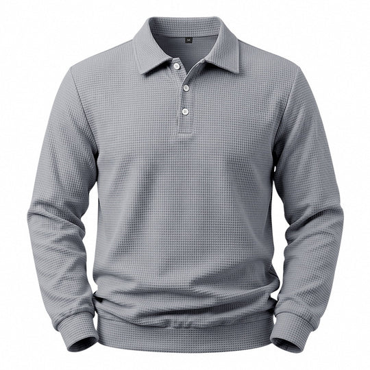 Herren Langarm-Poloshirt mit Waffelstruktur und Baumwollmix Shop Nory