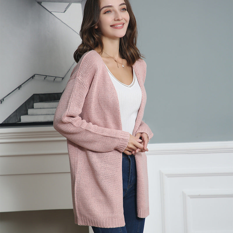 Damen Longline Strickcardigan ohne Verschluss mit offener Front und feiner Rippkante Shop Nory