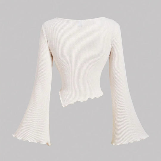 Damen Wickel-Crop-Longsleeve mit Trompetenärmeln Shop Nory