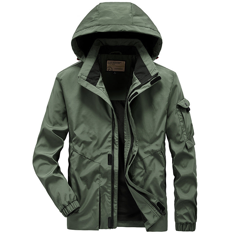 Herren Leichte Multifunktions-Outdoor-Windjacke mit Kapuze und Ärmel‑Tasche Shop Nory