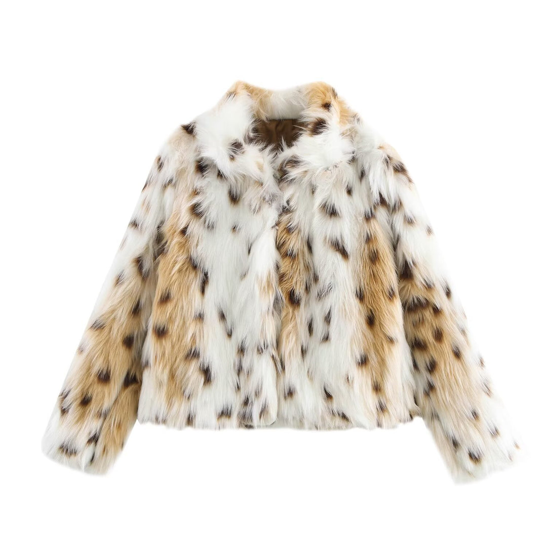 Damen Kurz geschnittener Faux-Fur-Mantel mit voluminösem Schalkragen und geradem Schnitt Shop Nory