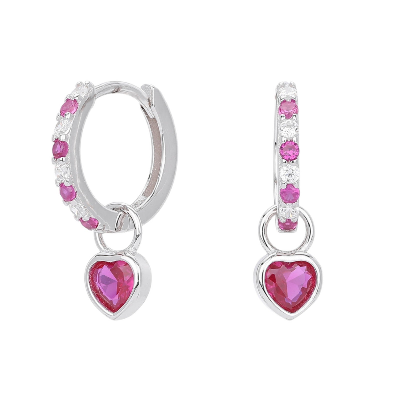 Damen Ohrhänger mit herzförmigem Anhänger aus 925 Sterling Silber und funkelnden Zirkonia Shop Nory