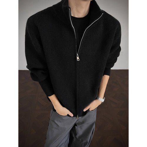 Unisex Grobstrick-Zipjacke mit Stehkragen und Zwei-Wege-Reißverschluss Shop Nory