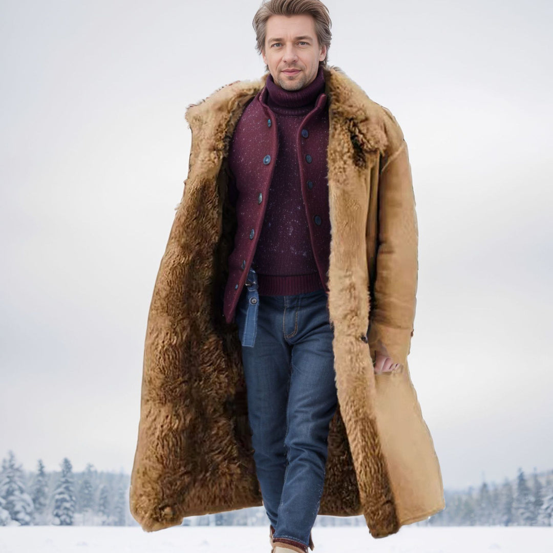 Herren Langer Relaxed-Fit Mantel mit Teddykragen und verdeckter Knopfleiste Shop Nory