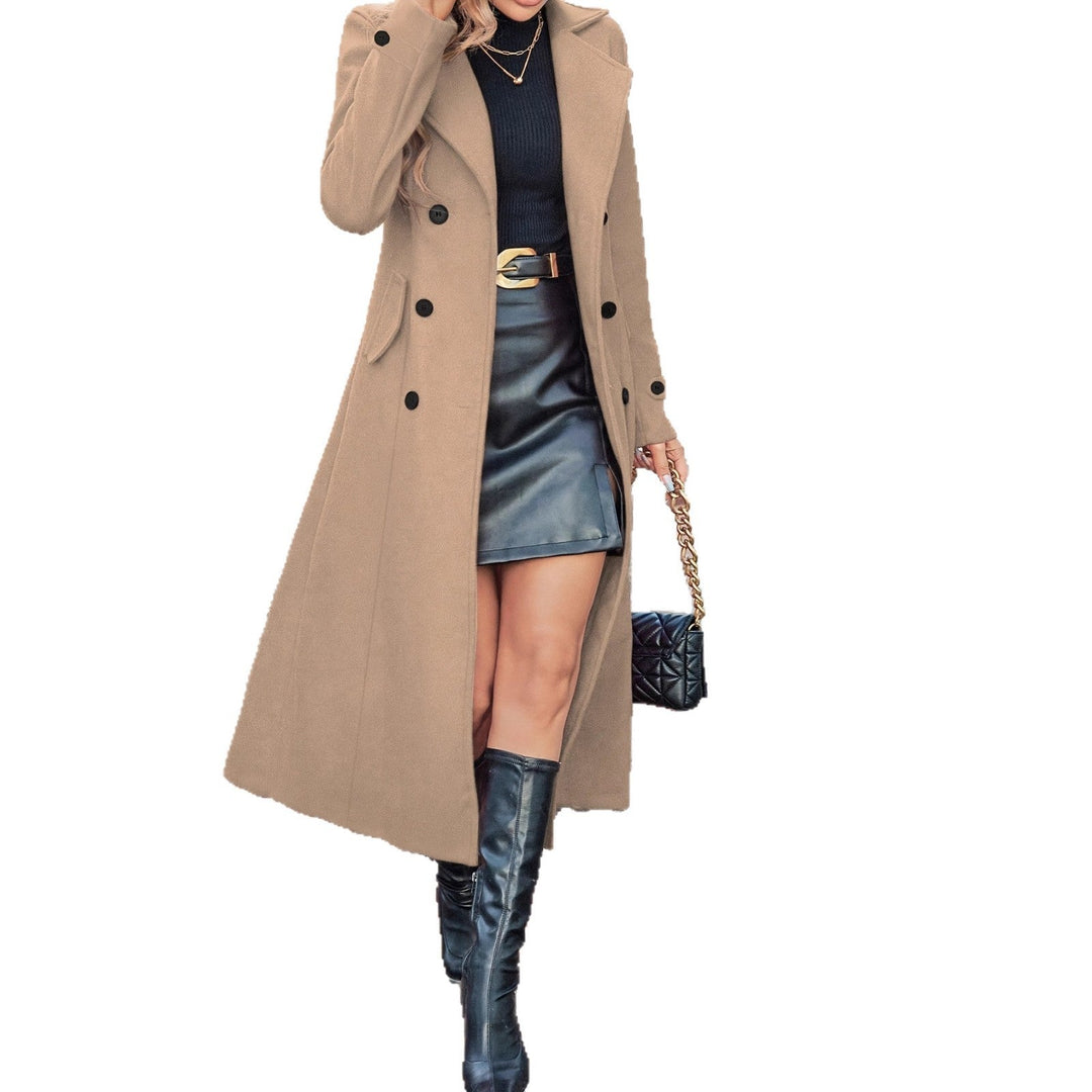 Damen eleganter, langjähriger Trenchcoat mit klassischem Schnitt und schmaler Silhouette