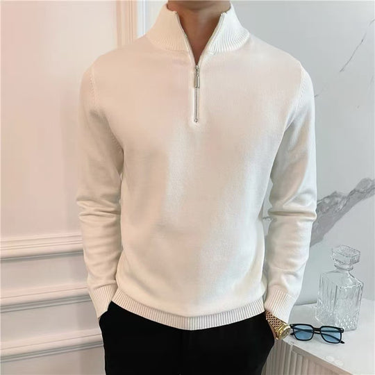 Herren Eleganter Pullover mit Stehkragen und Reißverschluss Shop Nory
