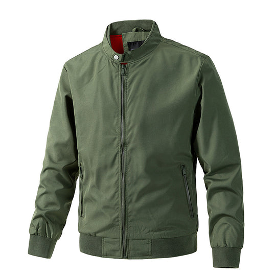 Herren leichte winddichte Bomberjacke mit Stehkragen und Reißverschluss Shop Nory