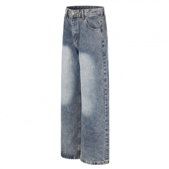 Damen Highwaist Weite-Jeans im Wide‑Leg-Schnitt mit Used‑Effekt und heller Kniebleiche Shop Nory