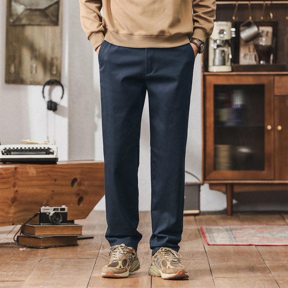 Herren Konisch zulaufende Baumwoll-Chinohose mit elastischem Bund und klassischen Eingrifftaschen Shop Nory