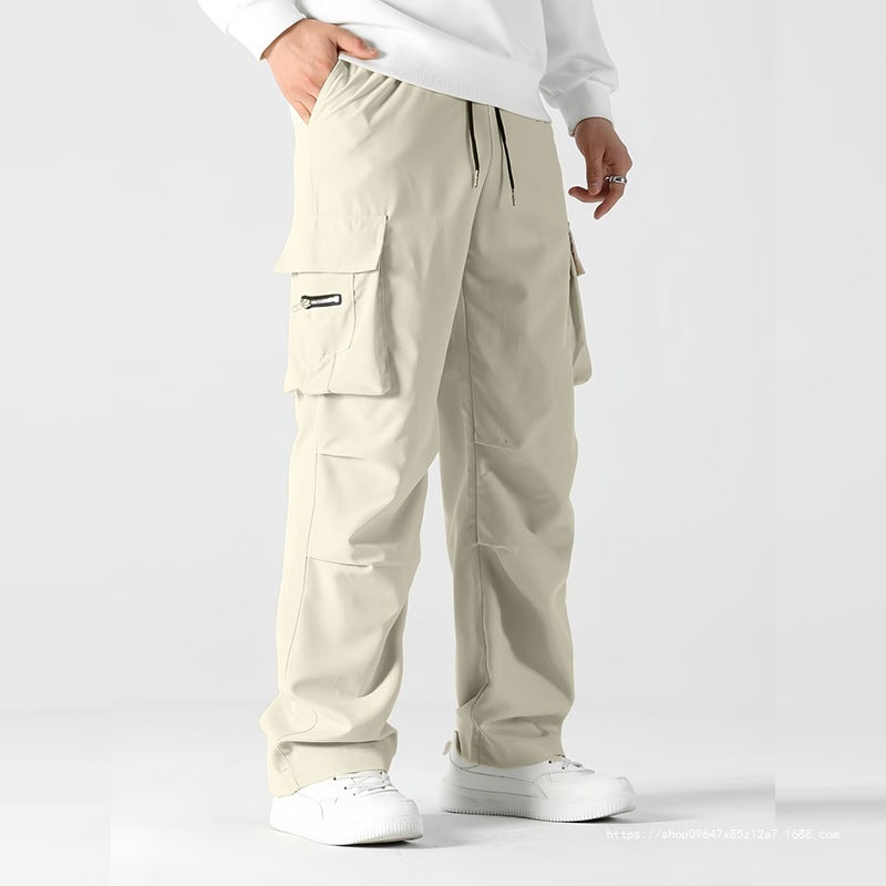 Herren weite Utility-Cargohose mit Tunnelzugbund, Knieabnähern und Multifachtaschen Shop Nory