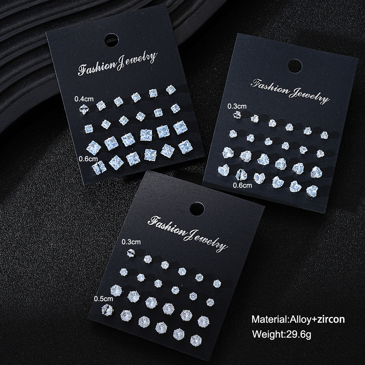 Damen Ohrstecker Set mit funkelnden Zirkonia und variierenden Größen Shop Nory