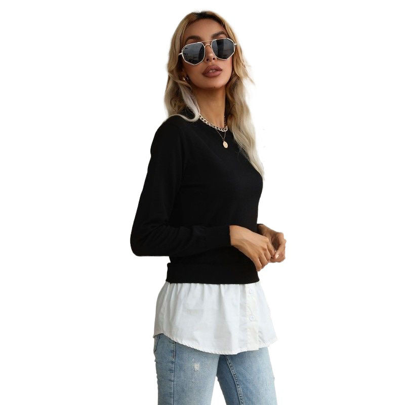 Damen Eleganter Lässiger Pullover mit Hemdunterteil Shop Nory