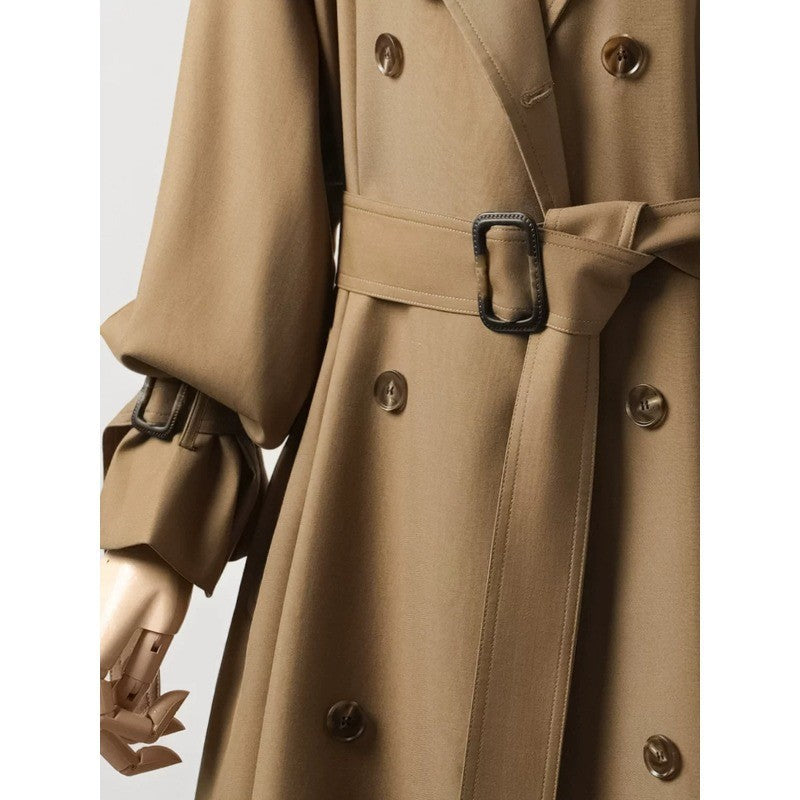 Damen Doppelreihiger Trenchcoat mit Taillengürtel und Ballonärmeln Shop Nory