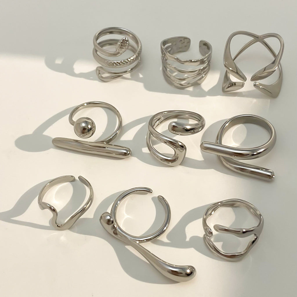 Damen Offener Ring mit modernem, geschwungenem Design und Zirkonia-Akzent Shop Nory