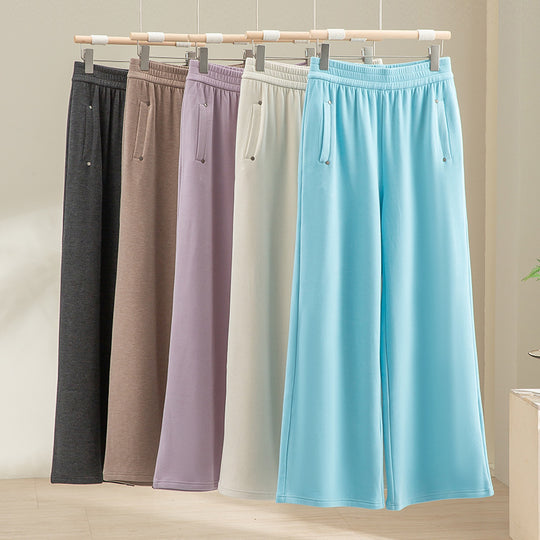 Damen Weite Satin-Loungehose mit elastischem Bund und Eingrifftaschen Shop Nory