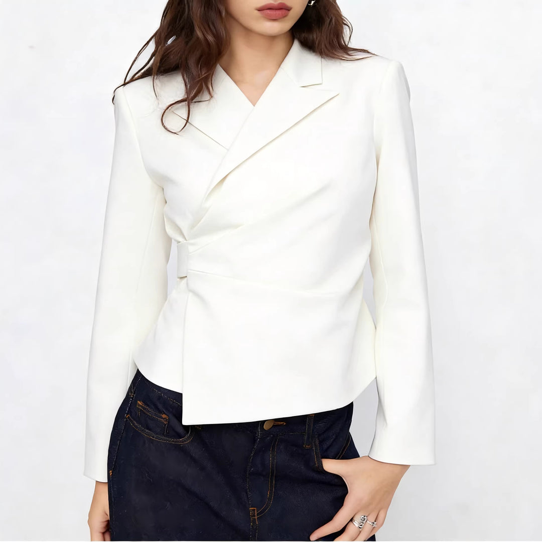 Damen Taillierter Wickel-Blazer mit drapierter Peplum-Silhouette Shop Nory