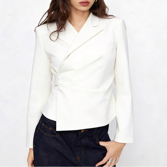 Damen Taillierter Wickel-Blazer mit drapierter Peplum-Silhouette Shop Nory