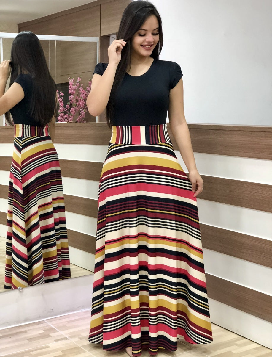 Damen Fließender Maxirock mit hoher Taille und großem Blumenprint Shop Nory