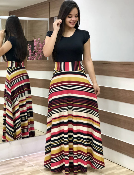 Damen Fließender Maxirock mit hoher Taille und großem Blumenprint Shop Nory