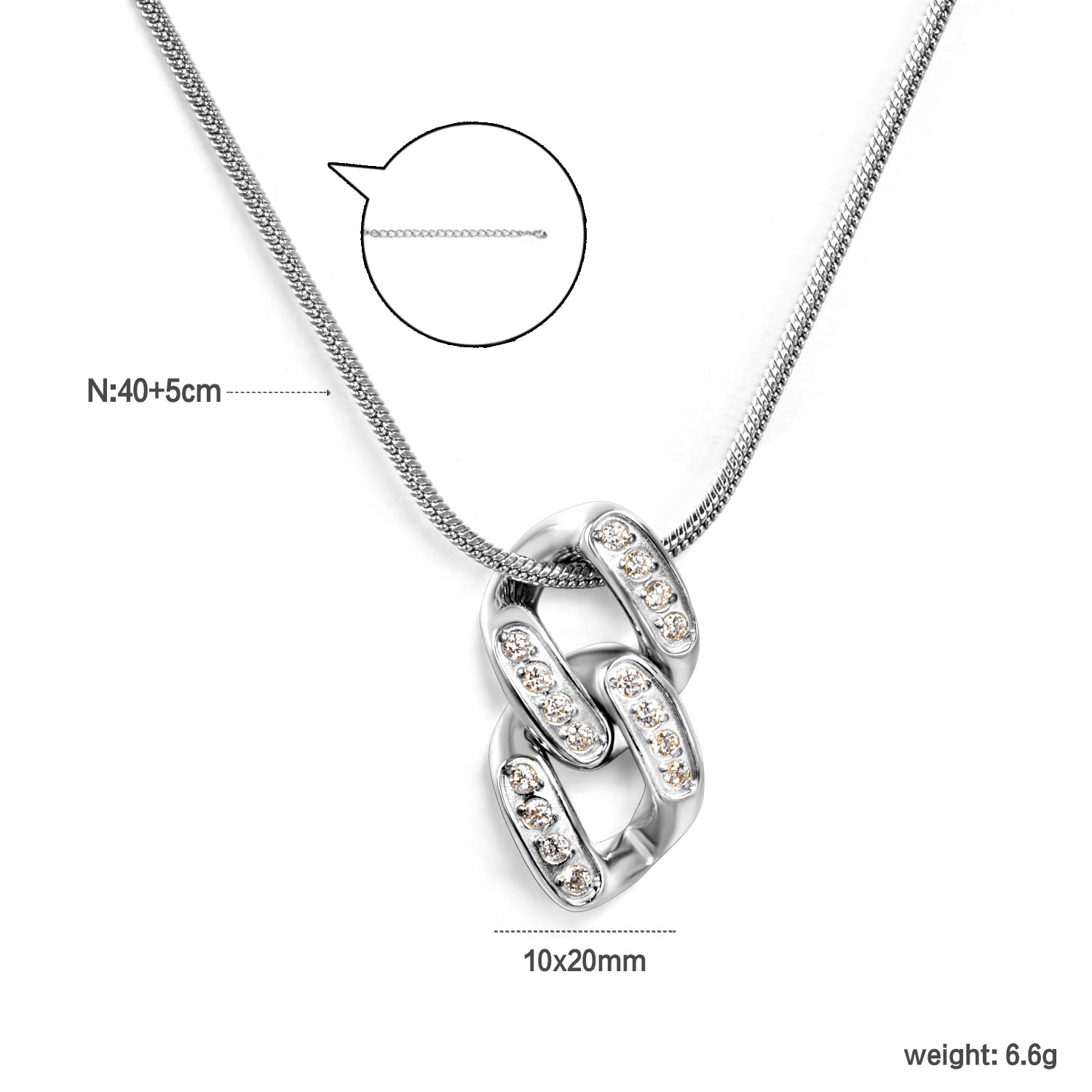 Damen elegante Halskette mit funkelndem Kettenanhänger Shop Nory