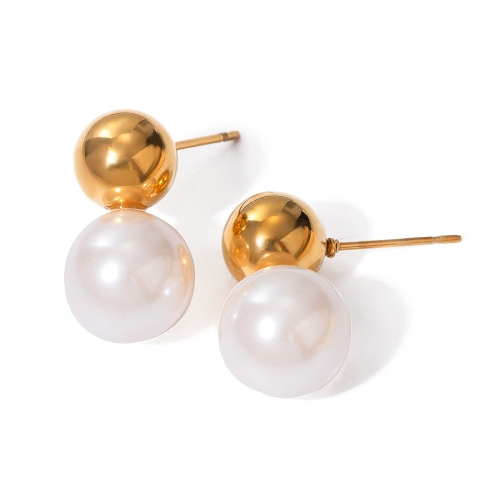 Damen Ohrhänger mit elegantem Perlenanhänger aus hypoallergenem Edelstahl Shop Nory