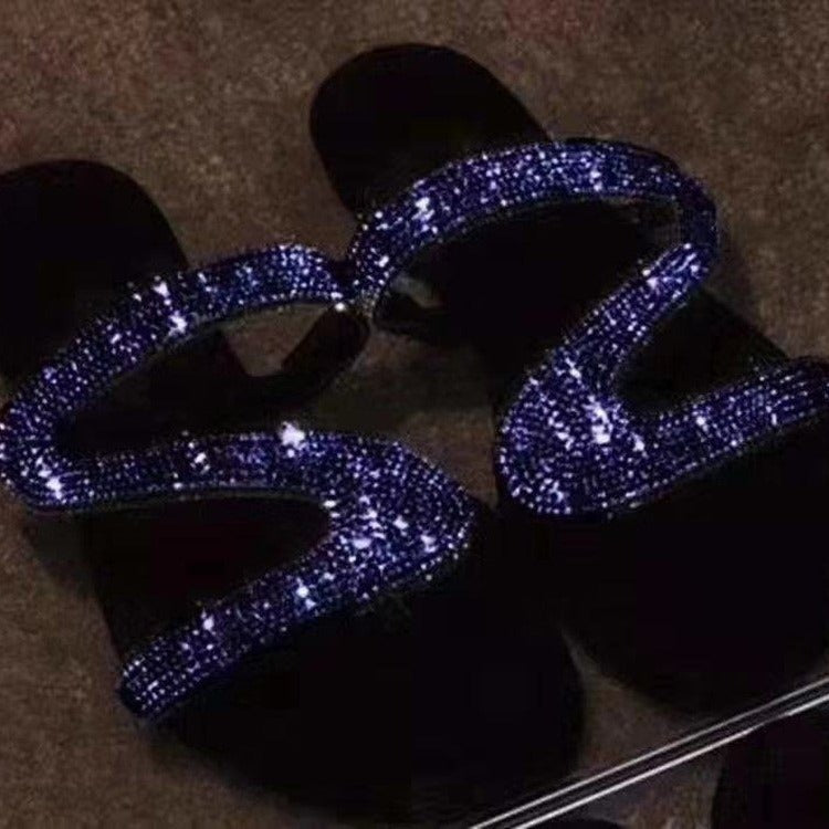 Damen Glitzer-Sandale mit geschwungenen Strass‑Riemen und gepolstertem Komfortfußbett Shop Nory