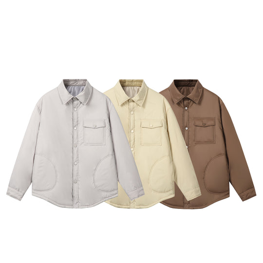 Unisex Kurz geschnittener Thermo‑Hemdblouson mit Hemdkragen und Pattentasche Shop Nory