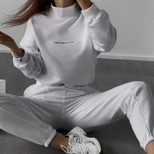 Damen Oversize-Lounge-Set mit Stehkragen und elastischer High-Waist-Jogginghose Shop Nory