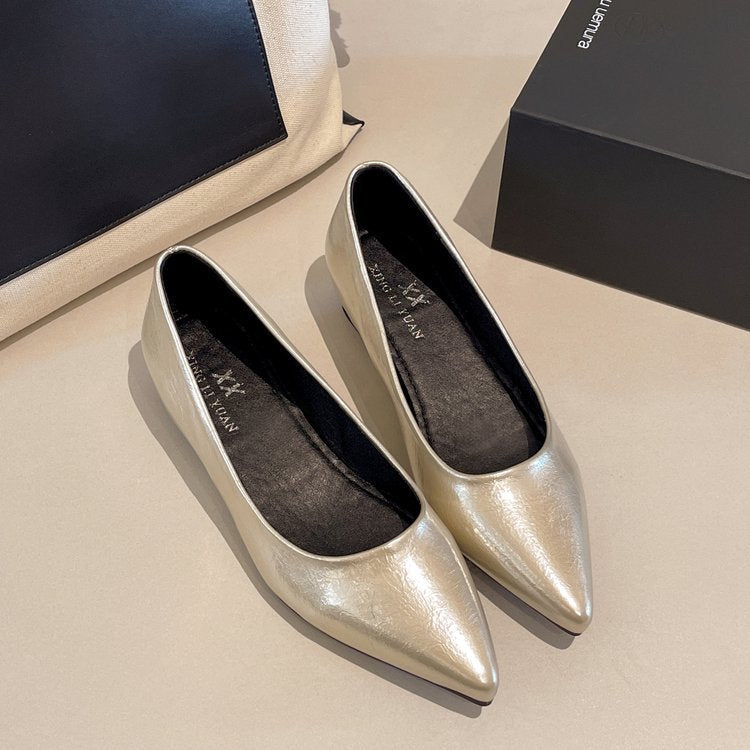Damen modische spitze Ballerinas aus hochwertigem Leder