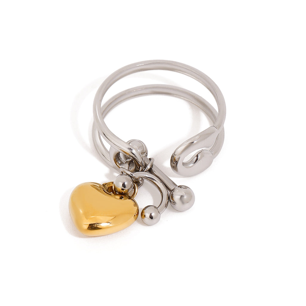 Damen Offener Ring mit elegantem Herzanhänger und hypoallergenen Eigenschaften Shop Nory