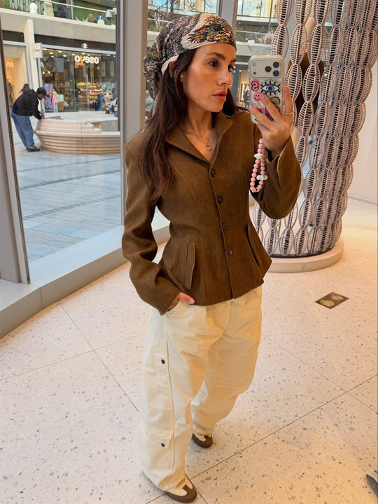 Damen Taillierter Cordblazer mit Schößchen und Pattentaschen Shop Nory