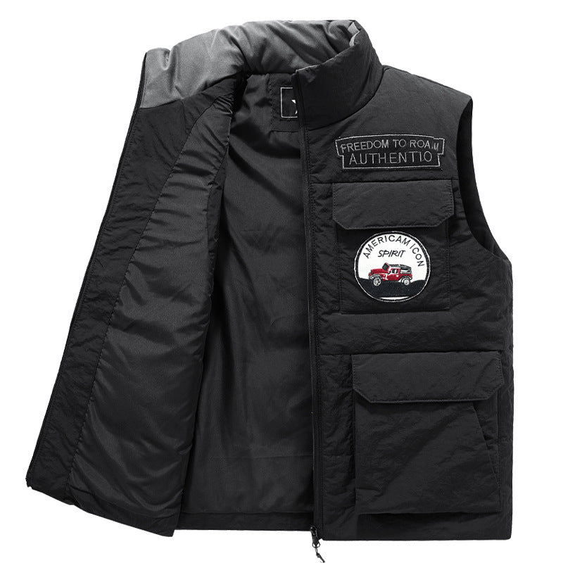 Herren Gepolsterte Utility-Weste mit Mehrfach-Taschen und Badge‑Patches Shop Nory