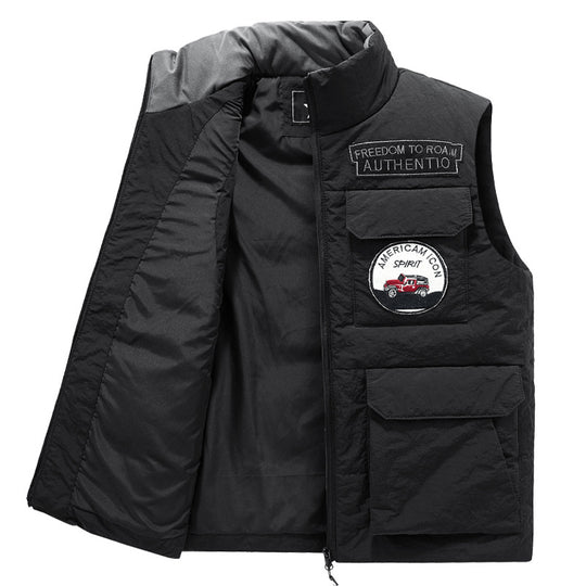 Herren Gepolsterte Utility-Weste mit Mehrfach-Taschen und Badge‑Patches Shop Nory