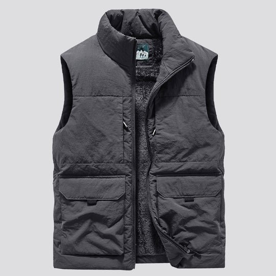 Herren Gefütterte ärmellose Utility‑Steppweste mit Teddyfutter und großen Klappentaschen Shop Nory