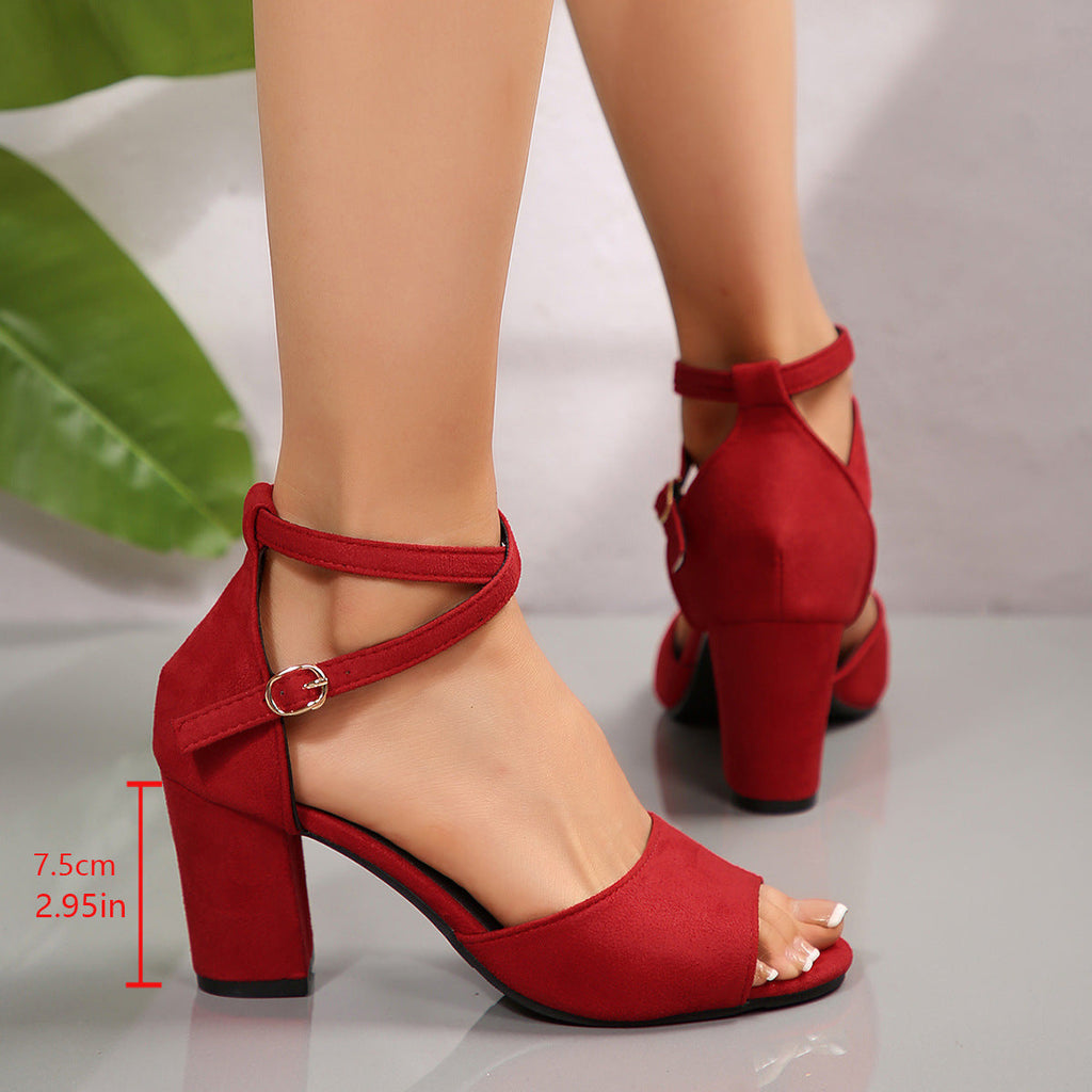 Damen elegante Absatzsandalen mit einem raffinierten Riemchen-Design