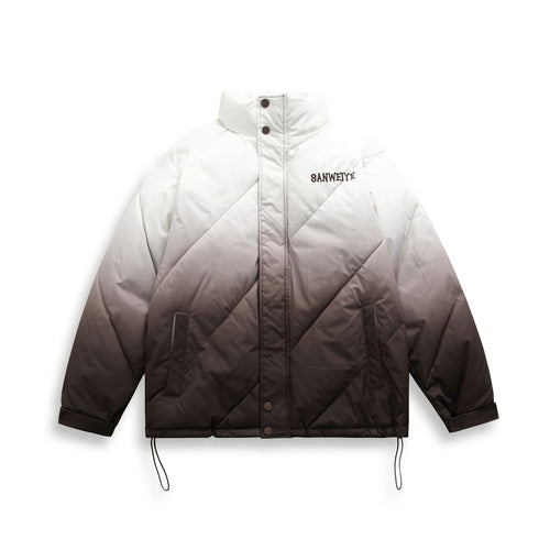 Unisex Kurz geschnittene wattierte Jacke mit Ombre‑Verlauf und diagonal gesteppter Struktur Shop Nory