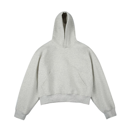 Unisex Kastiger gekürzter Kapuzenpullover mit Kängurutasche und geripptem Saum Shop Nory
