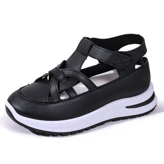 Damen nan sportive Plateau-Sandale mit geschlossener Zehenkappe, gekreuzten Riemen und verstellbarem Fersenriemen Shop Nory