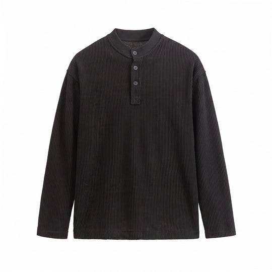Herren Waffelstrick-Henley Langarmshirt mit Knopfleiste und entspannter Passform Shop Nory
