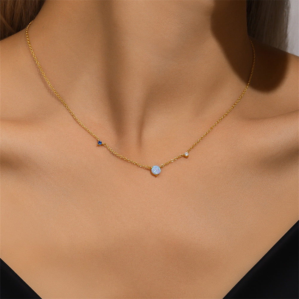 925 Sterling Silber Opal Zirkon Kabelkette Beschichtung Geometrische Halskette | Shop Nory