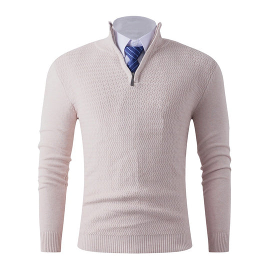 Herren Slim-Fit Feinstrickpullover mit Halbzip und strukturierter Wellenoptik Shop Nory