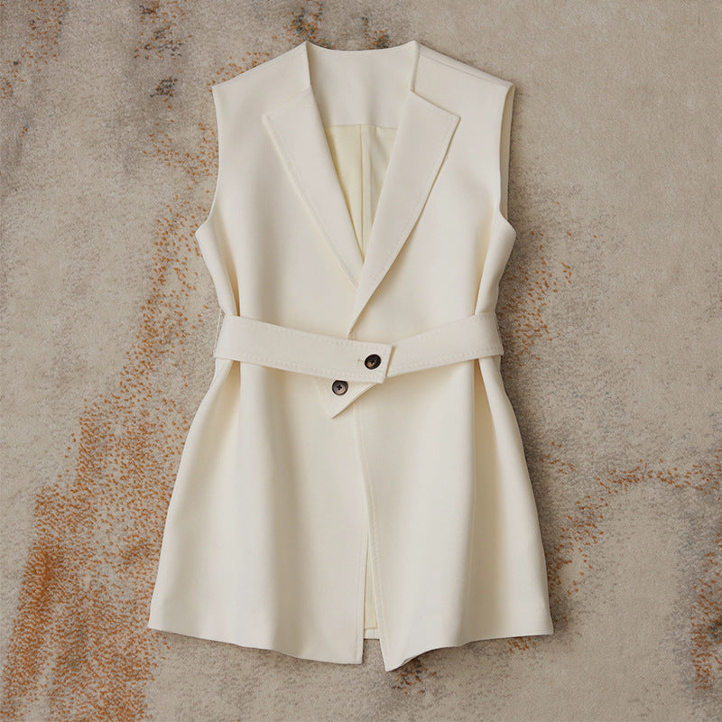 Damen Ärmellose Blazer-Weste mit Taillengürtel Shop Nory