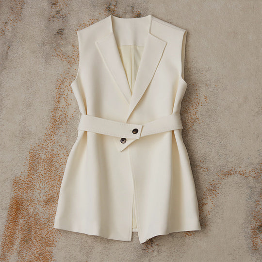 Damen Ärmellose Blazer-Weste mit Taillengürtel Shop Nory