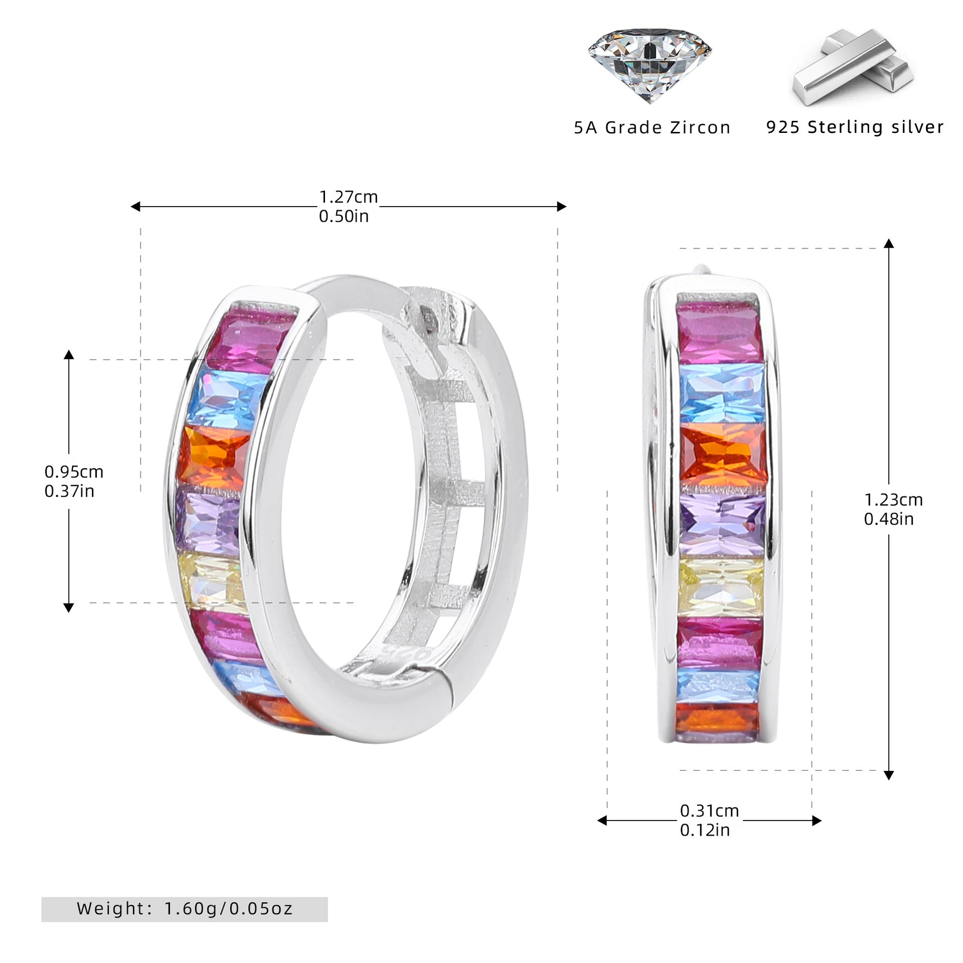 Damen Creolen mit bunten Zirkonen und feinem Design Shop Nory