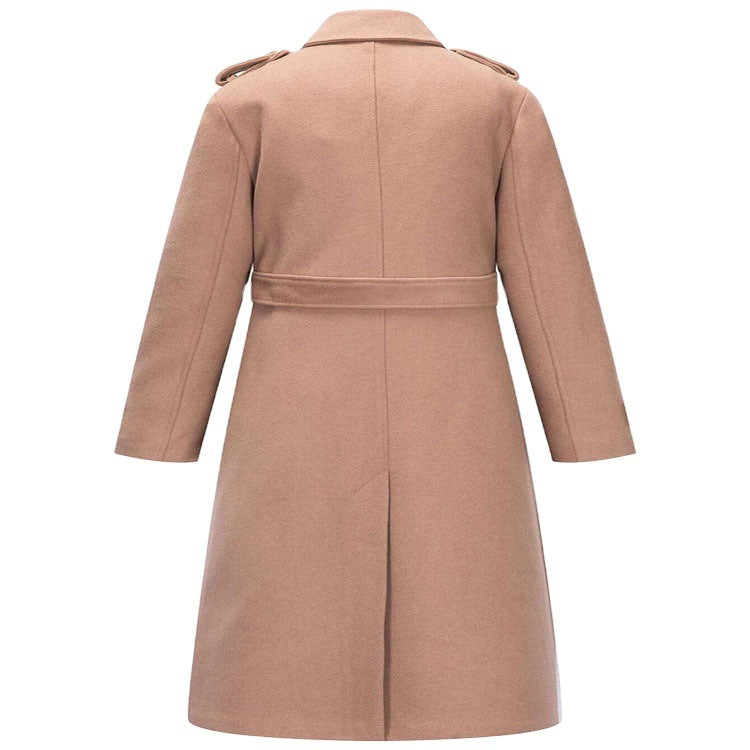 Damen taillierter A‑Linien Trenchcoat aus Woll‑Kaschmirmix mit Taillengürtel und Patten Shop Nory
