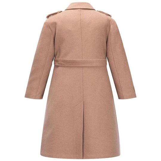 Damen taillierter A‑Linien Trenchcoat aus Woll‑Kaschmirmix mit Taillengürtel und Patten Shop Nory