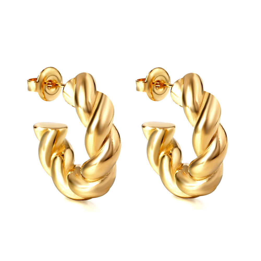 Damen Hängende Ohrstecker mit geflochtenem Design aus Edelstahl Shop Nory