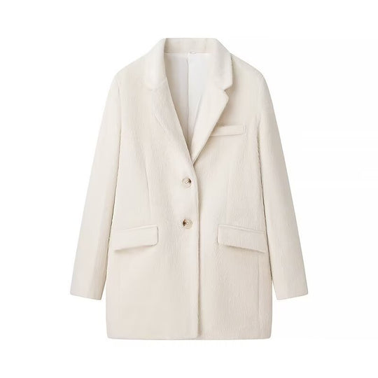 Damen Gefütterter Oversize-Blazer‑Mantel mit Reverskragen und Pattentaschen Shop Nory